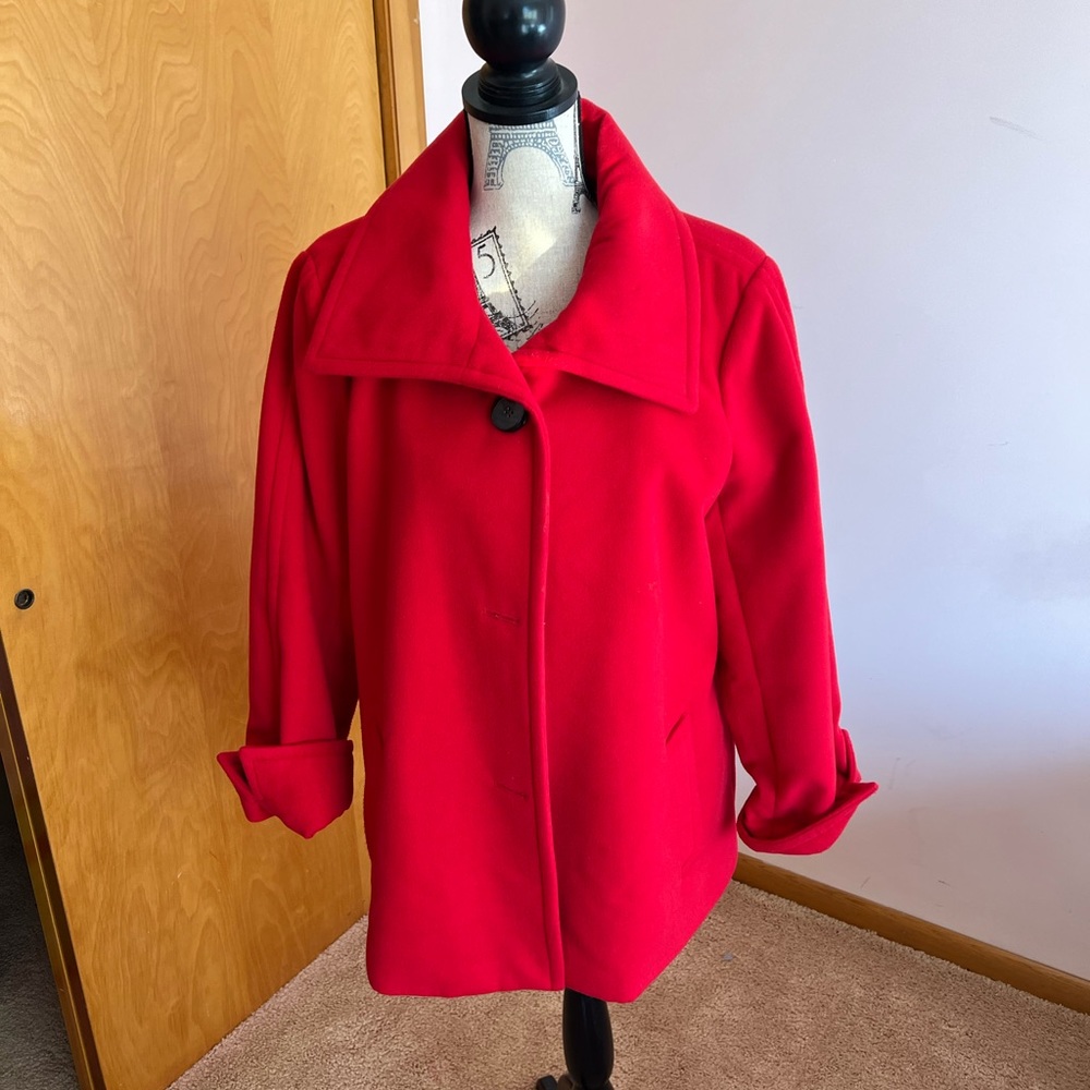 Jm Collection, Red Button, Coat With Pockets - image 1